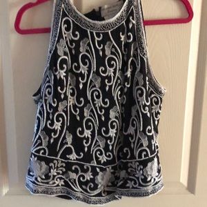 Adrianna Papell Evening black and white beaded top